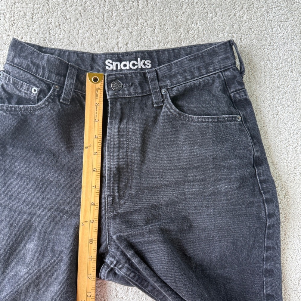 Mother Snacks Jeans Womens 28 Black HW Double Stack Hover Straight Leg - Picture 12 of 16